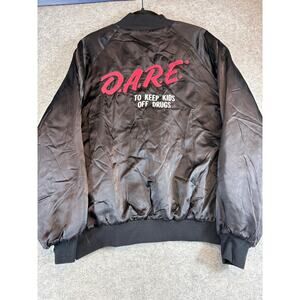 VTG 90s DARE Keep Kids Off Drugs West Ark USA Bomber Jacket Mens XL Satin Retro